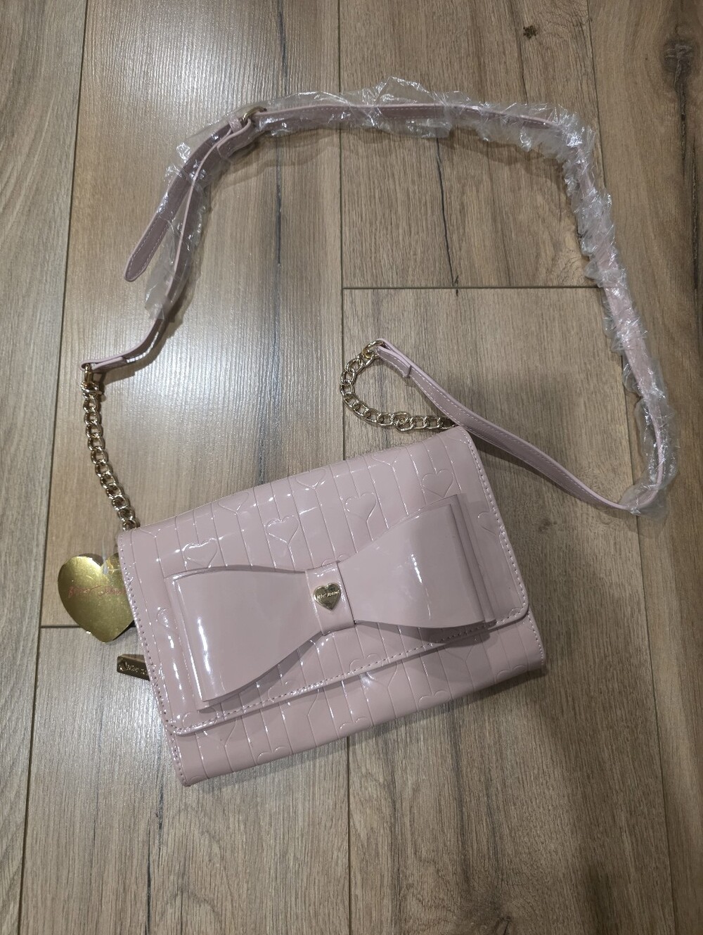 Betsey Johnson Light Pink Bow - Patent Leather Crossbody Bag